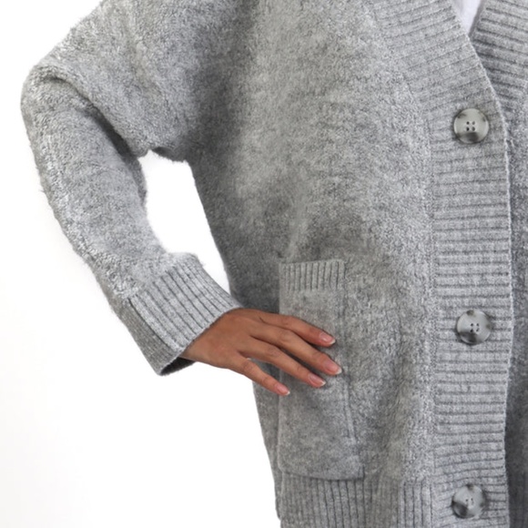 LIGHT GREY SILVA BOUCLE CARDIGAN - Picture 2 of 2